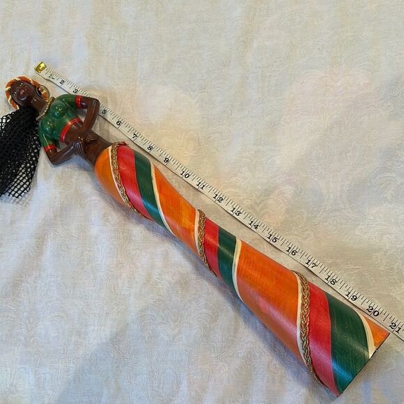 African Figurine Handcrafted Colorful Wooden African Figurine - Picture 8 of 9